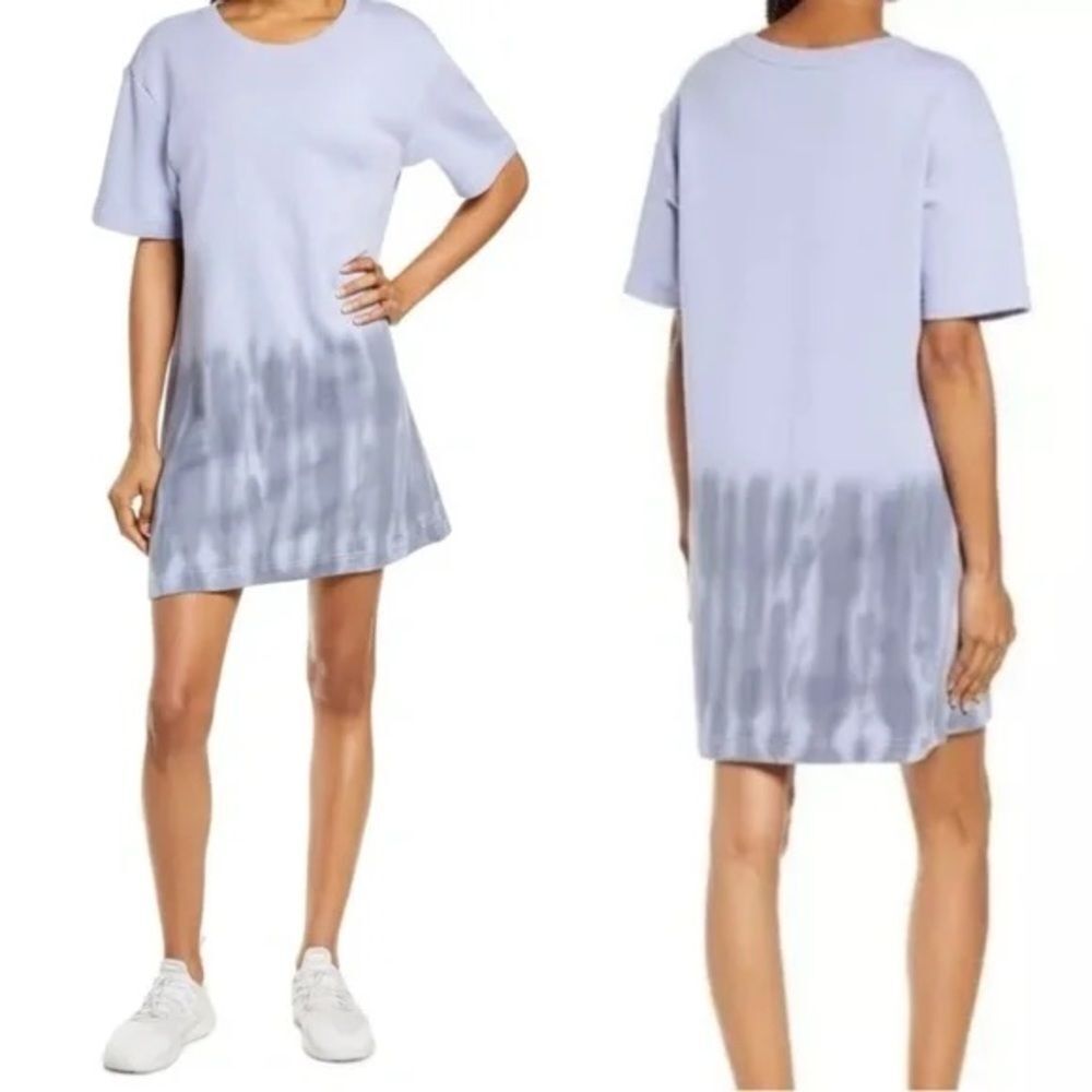 Zella Activewear Tie-Dye Short Sleeve Dress Lavender Black M